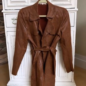 Faux leather brown jacket